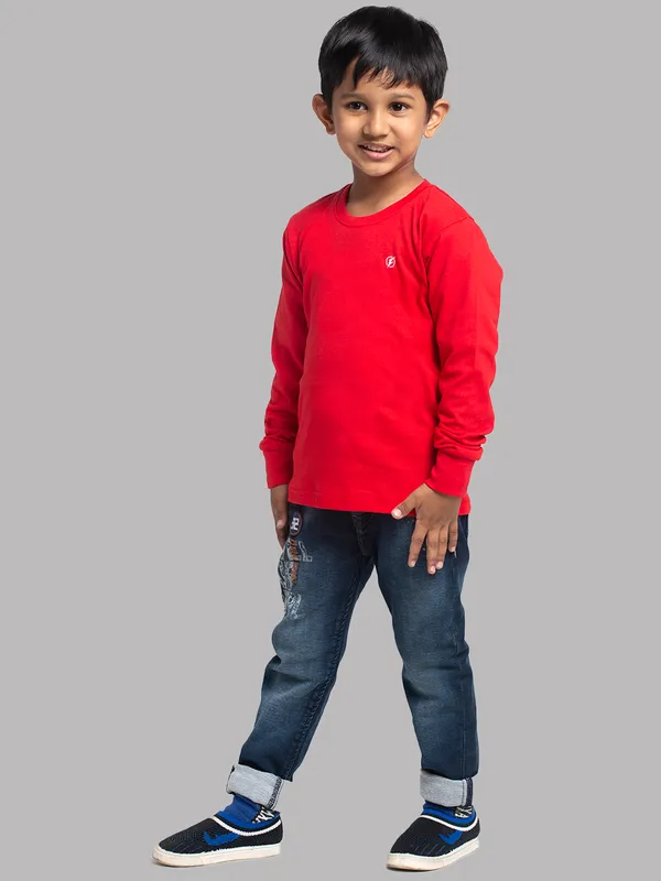 Red_Cotton_Rib_Round_Neck_Full_Sleeves_T-Shirt_For_Kids