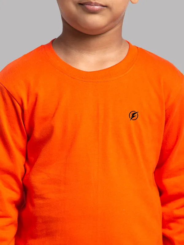 Orange_Cotton_Rib_Round_Neck_Full_Sleeves_T-Shirt_For_Kids