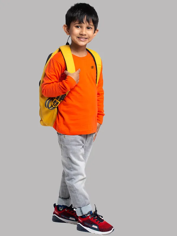 Orange_Cotton_Rib_Round_Neck_Full_Sleeves_T-Shirt_For_Kids