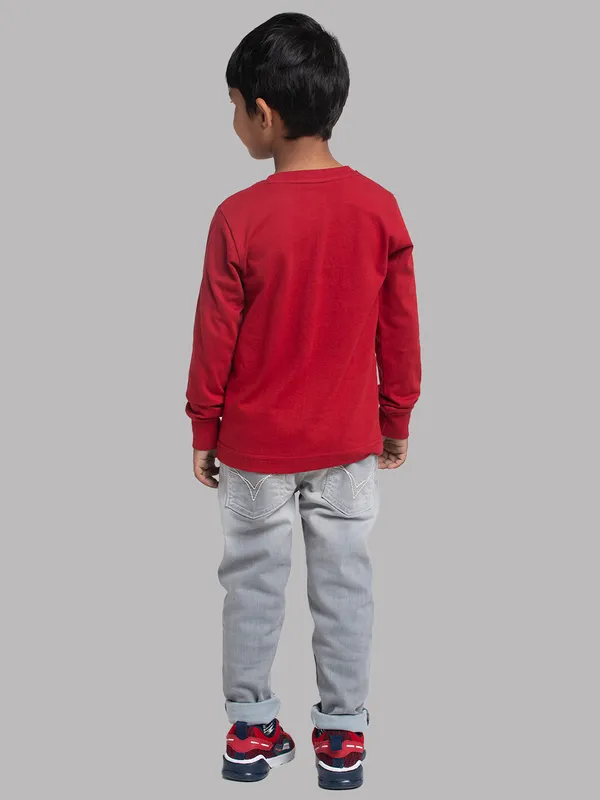 Maroon_Cotton_Rib_Round_Neck_Full_Sleeves_T-Shirt_For_Kids