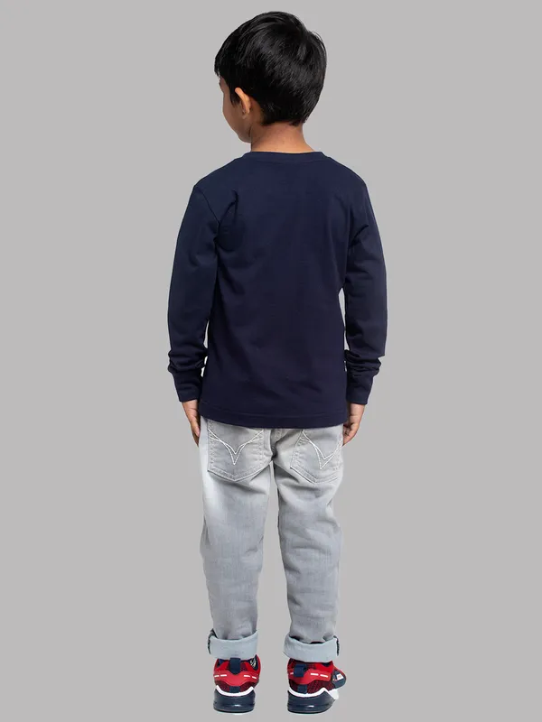 Navy_Blue_Cotton_Rib_Round_Neck_Full_Sleeves_T-Shirt_For_Kids