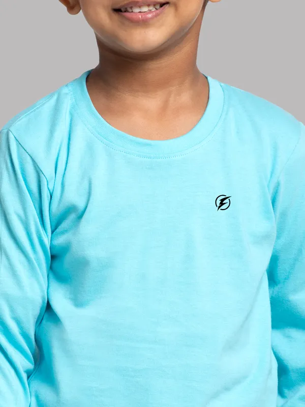 Turquoise_Blue_Cotton_Rib_Round_Neck_Full_Sleeves_T-Shirt_For_Kids