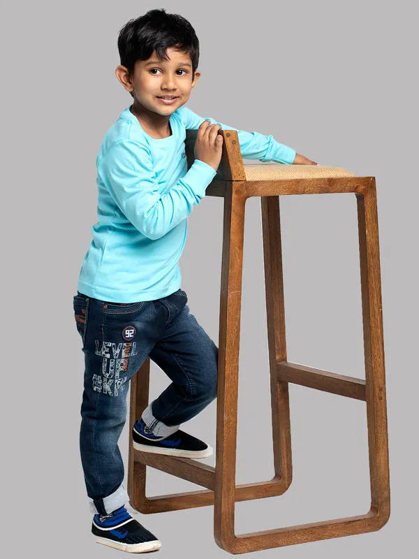 Turquoise_Blue_Cotton_Rib_Round_Neck_Full_Sleeves_T-Shirt_For_Kids