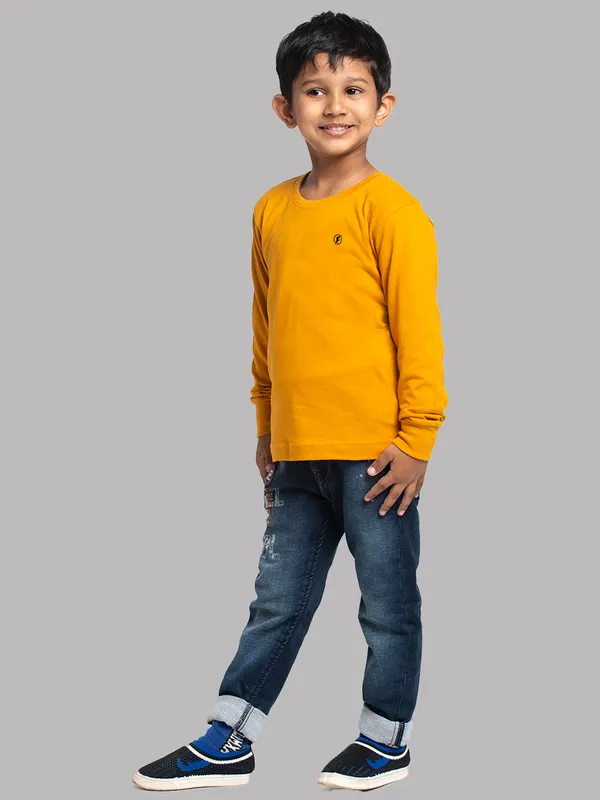 Mustard_Cotton_Rib_Round_Neck_Full_Sleeves_T-Shirt_For_Kids