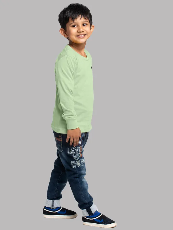 Sea_Green_Cotton_Rib_Round_Neck_Full_Sleeves_T-Shirt_For_Kids