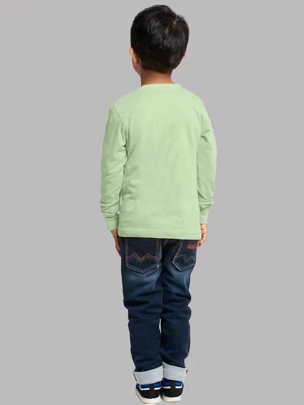 Sea_Green_Cotton_Rib_Round_Neck_Full_Sleeves_T-Shirt_For_Kids