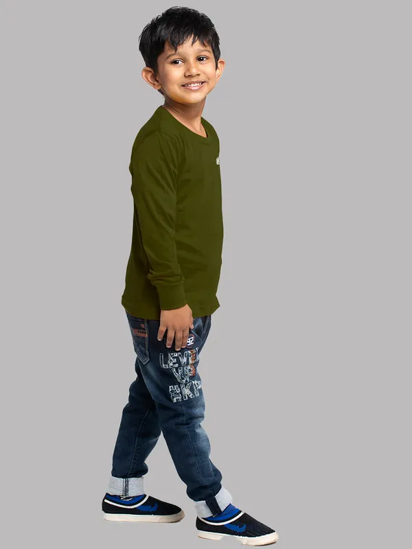 Olive_Green_Cotton_Rib_Round_Neck_Full_Sleeves_T-Shirt_For_Kids