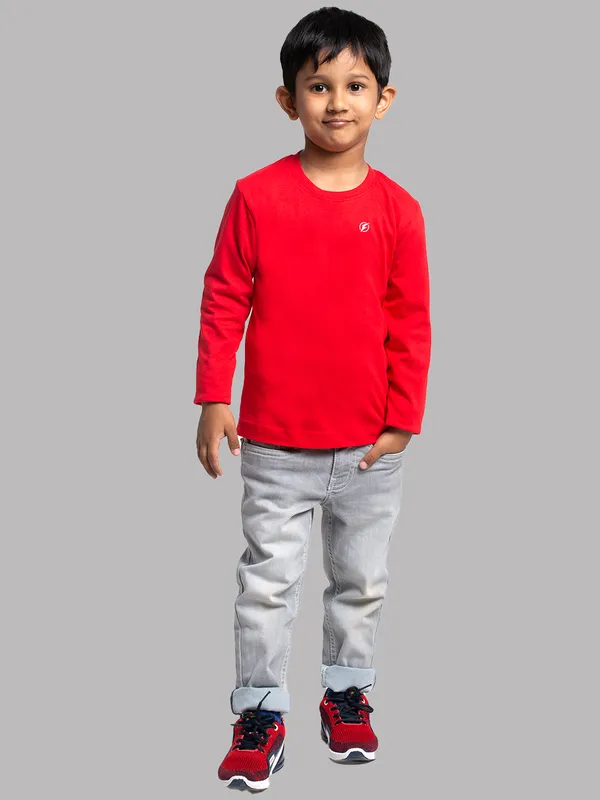Red_Cotton_Rib_Round_Neck_Full_Sleeves_T-Shirt_For_Kids