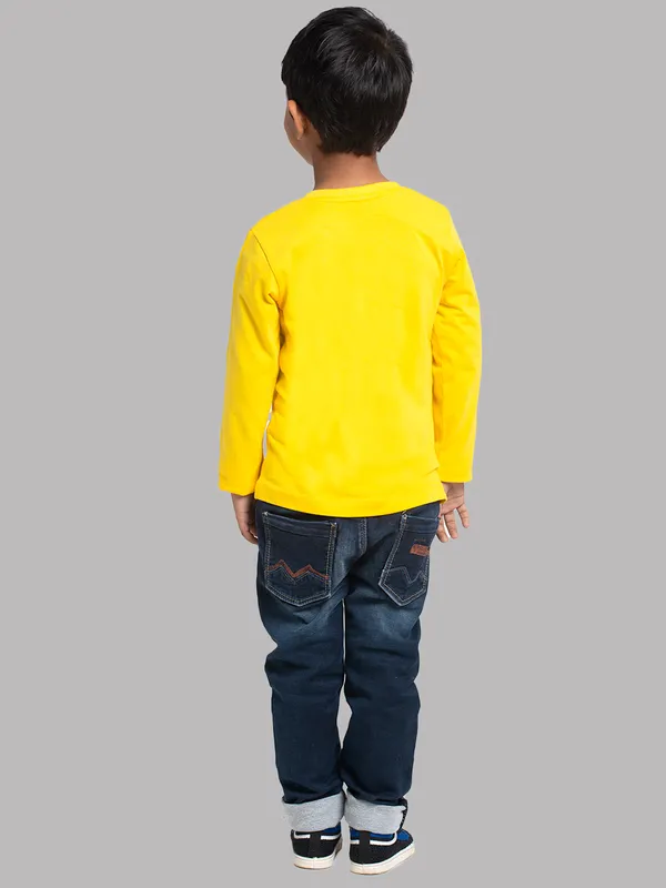 Yellow_Cotton_Rib_Round_Neck_Full_Sleeves_T-Shirt_For_Kids