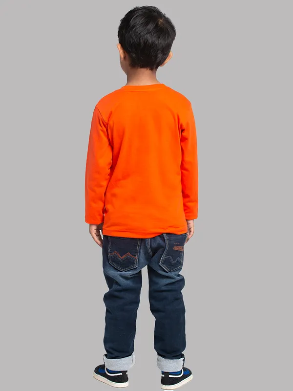 Orange_Cotton_Rib_Round_Neck_Full_Sleeves_T-Shirt_For_Kids