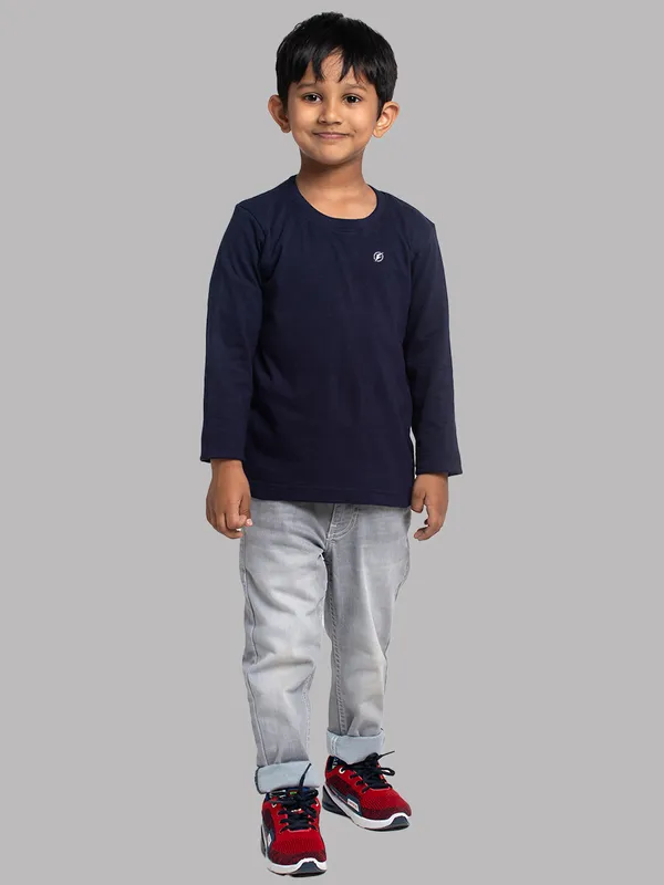Navy_Blue_Cotton_Rib_Round_Neck_Full_Sleeves_T-Shirt_For_Kids