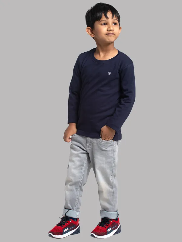 Navy_Blue_Cotton_Rib_Round_Neck_Full_Sleeves_T-Shirt_For_Kids