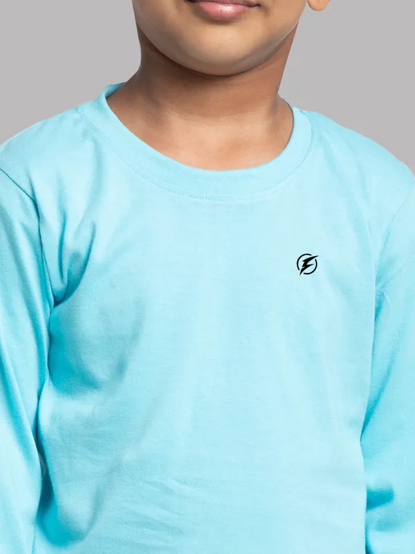 Turquoise_Blue_Cotton_Rib_Round_Neck_Full_Sleeves_T-Shirt_For_Kids