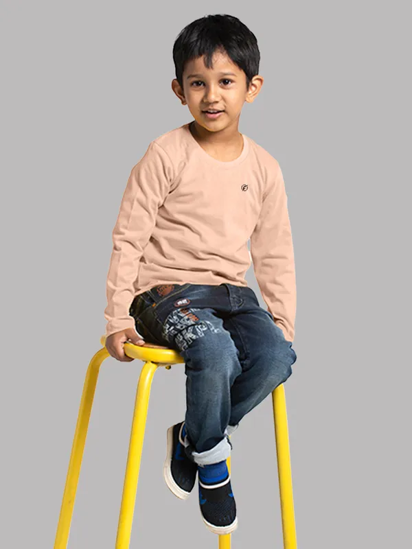 Coral_Cotton_Rib_Round_Neck_Full_Sleeves_T-Shirt_For_Kids
