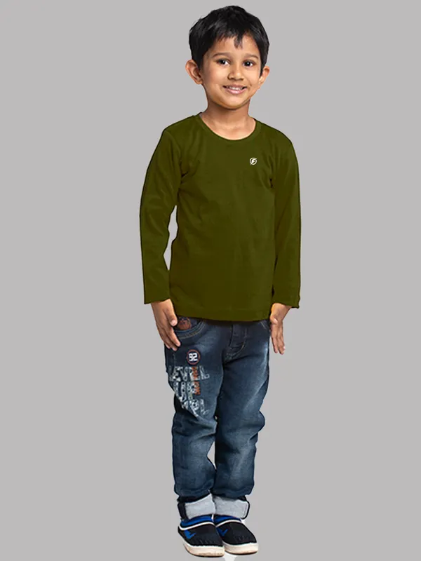 Olive_Green_Cotton_Rib_Round_Neck_Full_Sleeves_T-Shirt_For_Kids