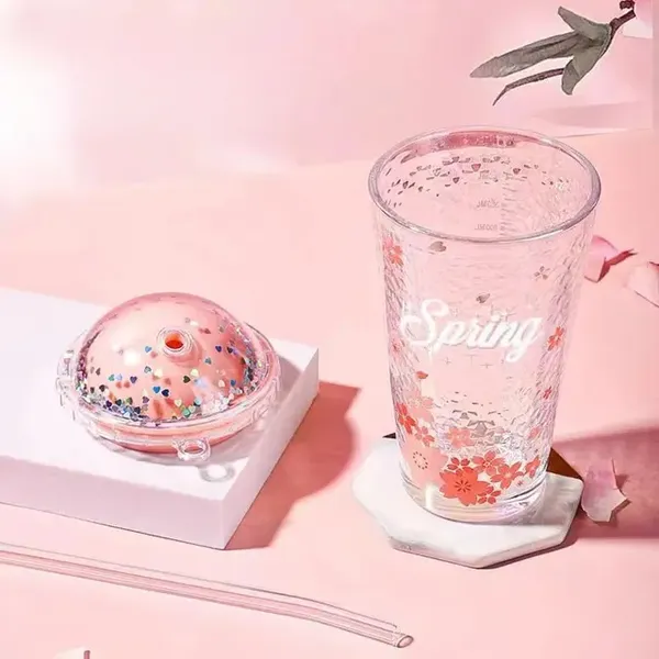 KELVEE_Reusable_Glass_Coffee_Sipper_Mugs_with_Plastic_Lid_&_Straw_Pack_of_1,_400ml_Multipurpose_Drinking_Glasses_Tumbler_for_Juice_Smoothies_Iced_Tea_Home_&_Travel_Cup_