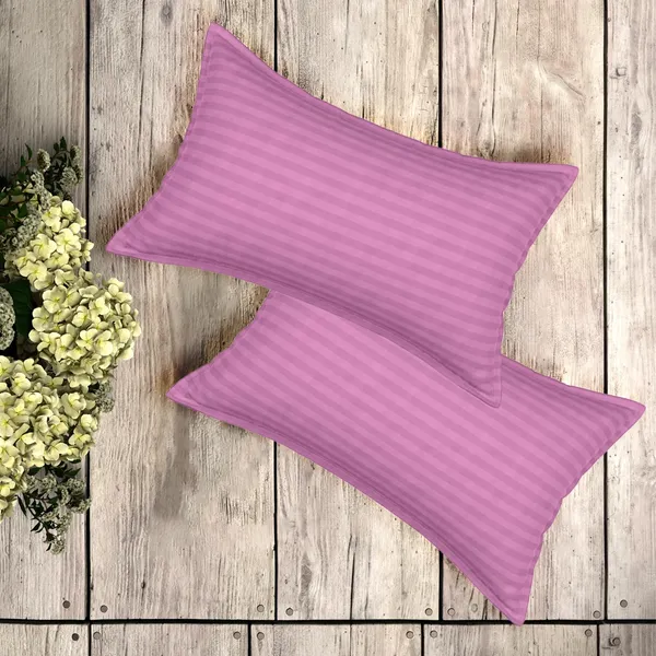 220TC_Elastic_Fitted_100%_Cotton_Feel_Stripes_Super_King_Size_Double_Bed_Bedsheet_with_2_Pillow_Cover_(78"x78"_Upto_12"_Mattress)_Pink