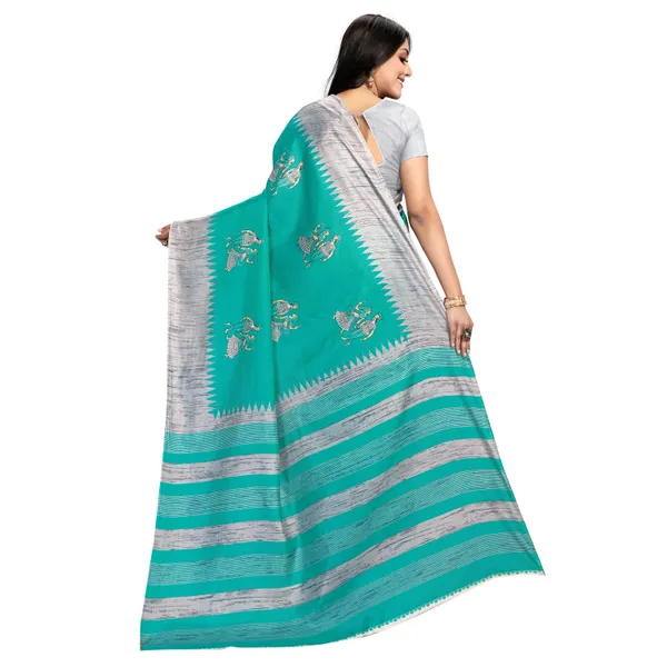 RekhaManiyar_Women's_Khadi_Silk_Madhubani_Designer_Saree_And_Unstitched_Blouse