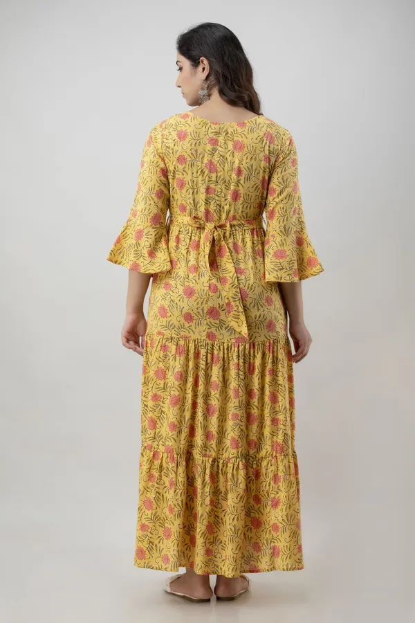 Maternity_Printed_Yellow_Gown_Kurta
