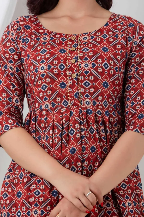 Maternity_Polka_Print_Anarkali_Maroon_Kurta