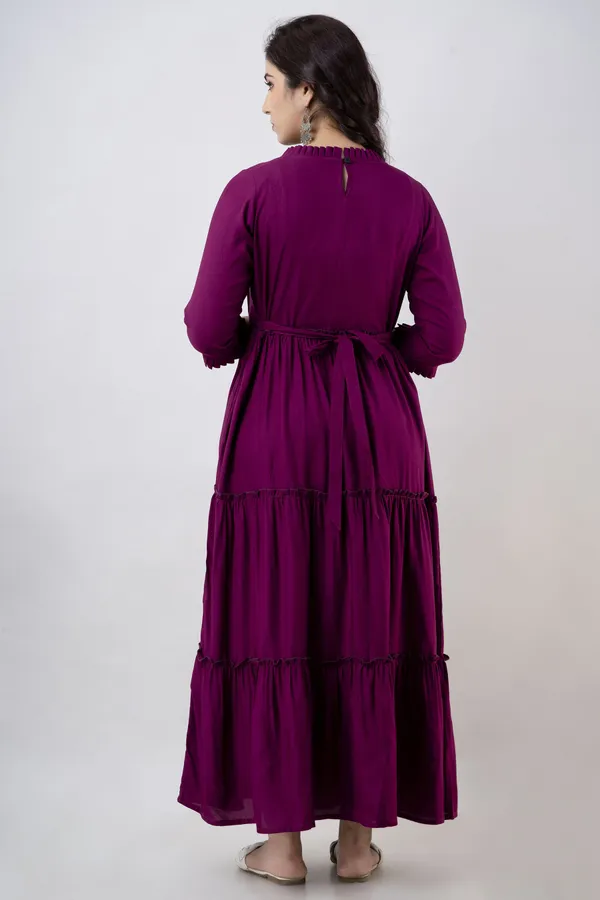 Maternity_wine_Solid_Flared_Kurta