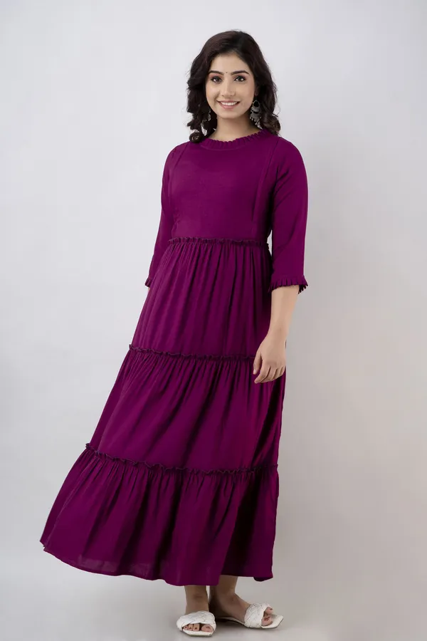 Maternity_wine_Solid_Flared_Kurta