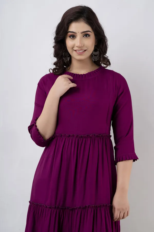 Maternity_wine_Solid_Flared_Kurta