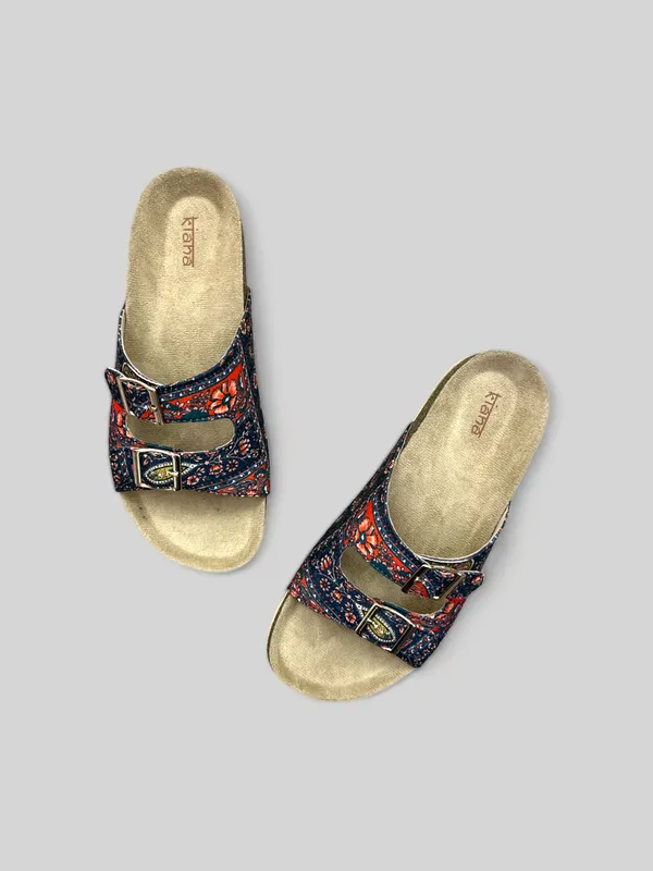Trendy_Blue_Printed_Rexine_Flats_with_PVC_Sole,_Shoes_For_Women