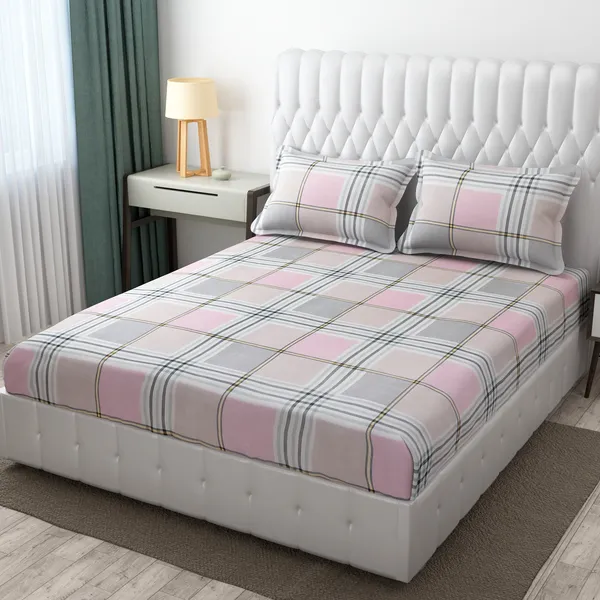 PINK_Pure_Cotton_Bedsheet_Two_Pillow_Covers_Included_108X108_inches