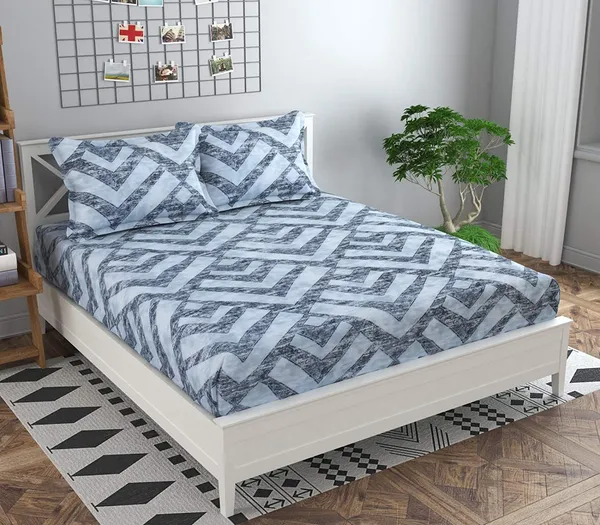 SKYBLUE_Pure_Cotton_Bedsheet_Two_Pillow_Covers_Included_90X100_inches