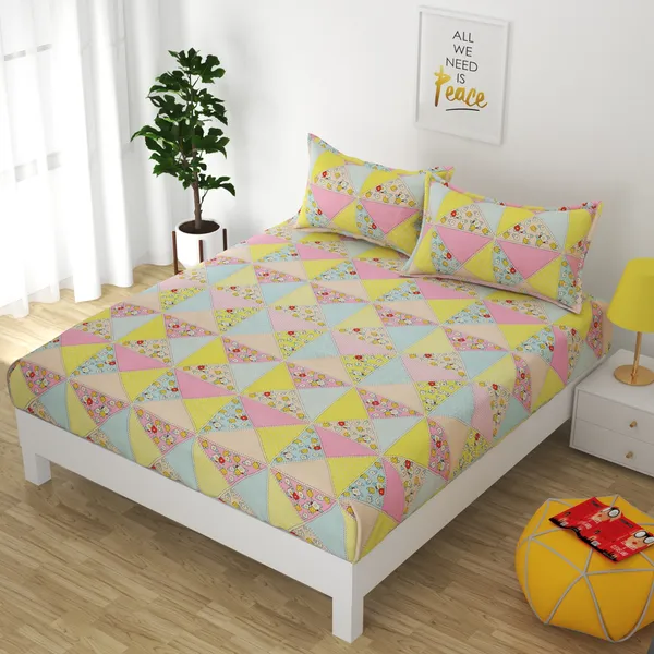 SKYBLUE_Pure_Cotton_Bedsheet_Two_Pillow_Covers_Included_90X100_inches