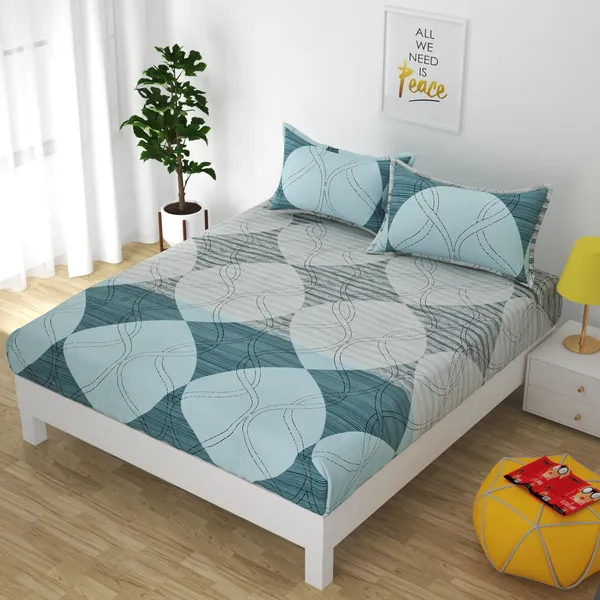GREY_Pure_Cotton_Bedsheet_Two_Pillow_Covers_Included_90X100_inches