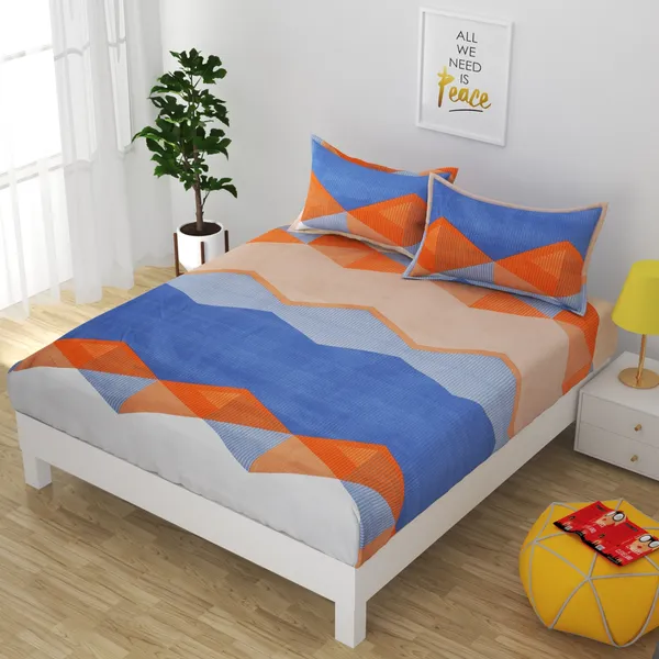 MULTI_COLOUR_Pure_Cotton_Bedsheet_Two_Pillow_Covers_Included_90X100_inches