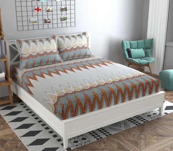 GREY_Pure_Cotton_Bedsheet_Two_Pillow_Covers_Included_90X100_inches