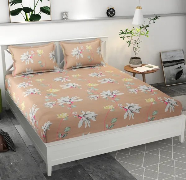 BROWN_Pure_Cotton_Bedsheet_Two_Pillow_Covers_Included_108X108