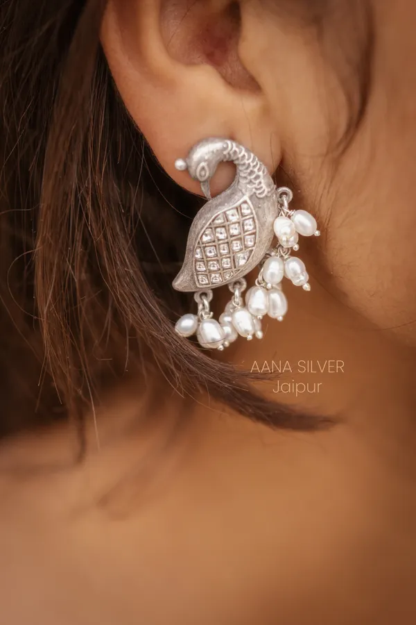 925_Pure_Sterling_Silver_|_Kundan_Peacock_Earrings_|_Well_Stamped_&_Hallmarked