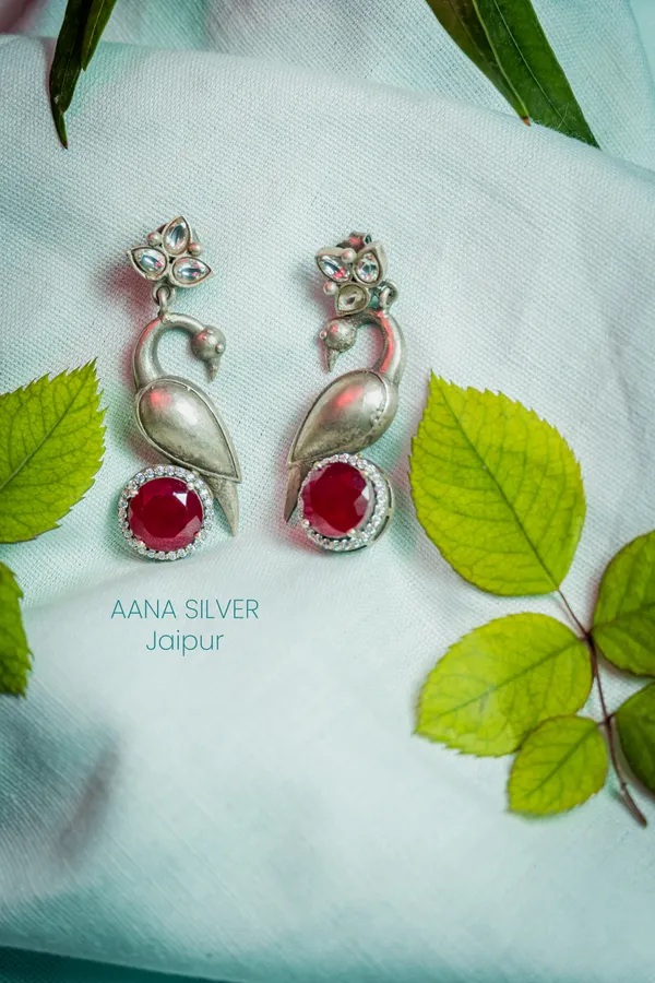 925_Pure_Sterling_Silver_|_Flower_Peacock_Kundan_Earrings_|_Well_Stamped_&_Hallmarked