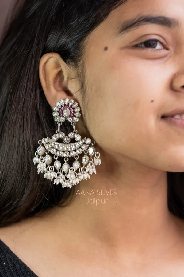 925_Pure_Sterling_Silver_|_Saundarya_Kundan_Earrings_|_Well_Stamped_&_Hallmarked