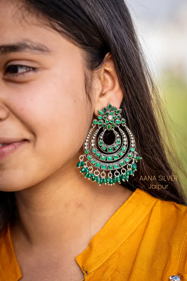 925_Pure_Sterling_Silver_|_Chandbali_Kundan_Earrings_|_Well_Stamped_&_Hallmarked