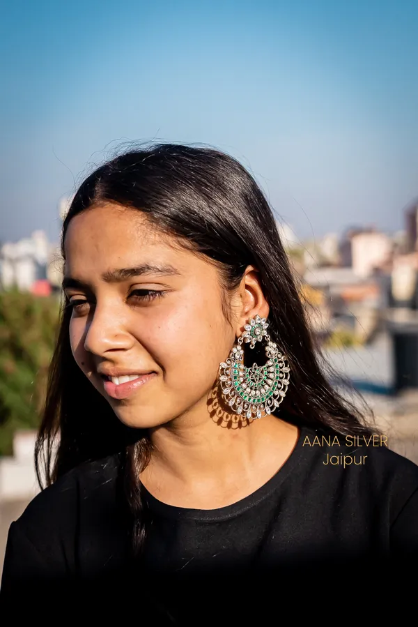 925_Pure_Sterling_Silver_|_Jali_Flower_Kundan_Earrings_|_Well_Stamped_&_Hallmarked