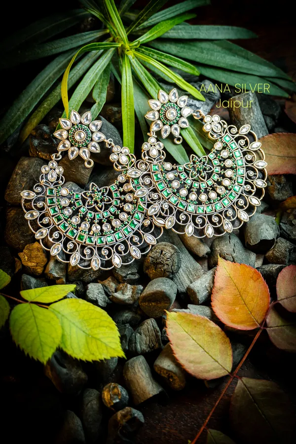 925_Pure_Sterling_Silver_|_Jali_Flower_Kundan_Earrings_|_Well_Stamped_&_Hallmarked