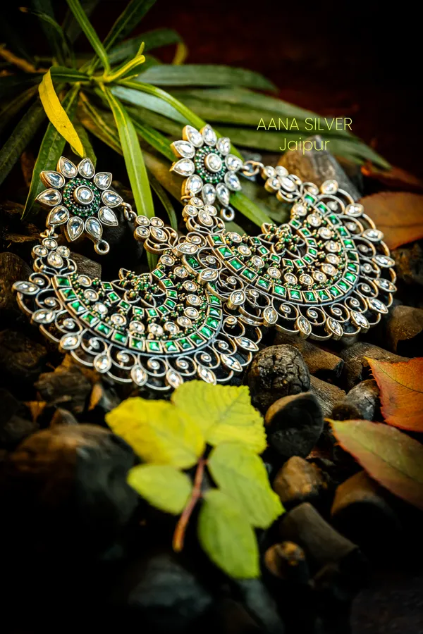 925_Pure_Sterling_Silver_|_Jali_Flower_Kundan_Earrings_|_Well_Stamped_&_Hallmarked
