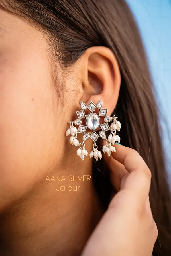925_Pure_Sterling_Silver_|_Everyday_Kundan_Earrings_|_Well_Stamped_&_Hallmarked
