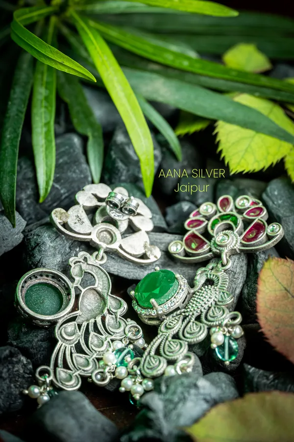 925_Pure_Sterling_Silver_|_Peacock_Kundan_Earrings_|_Well_Stamped_&_Hallmarked