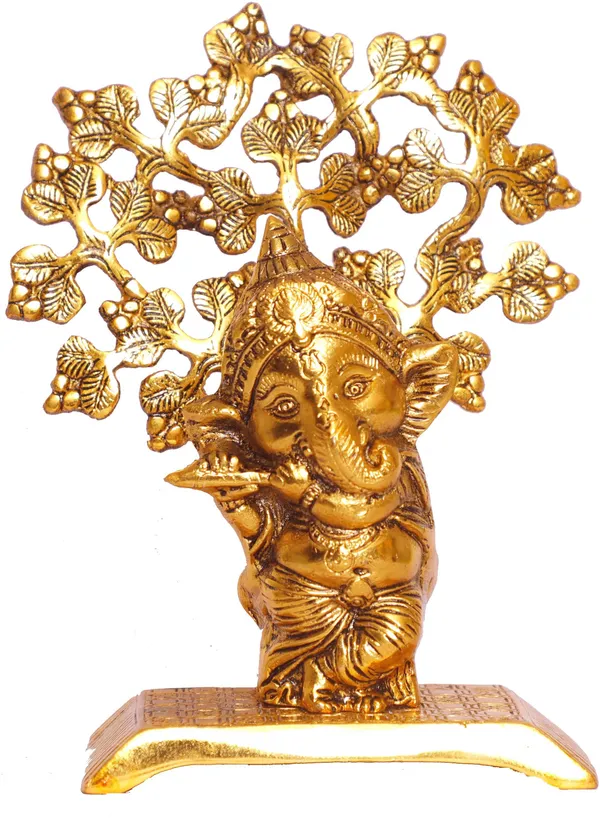Ganesha_Standing_Playing_Flute_Metal_Staue