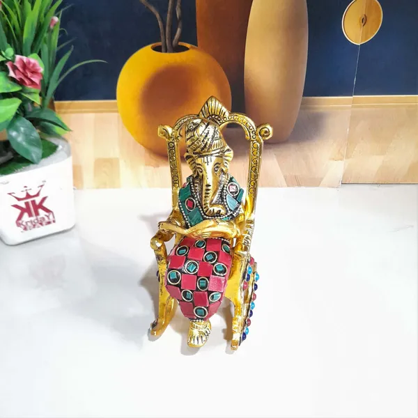 Modern_Chair_Ganesha_Metal_Staue_Reading_Ramayan_With_Stone_Work_Showpiece_For_Home