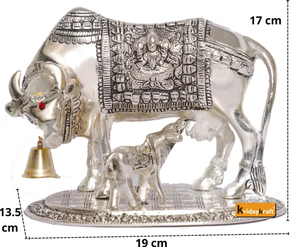 Kamdhenu_Silver_Plated_Cow_With_Calf_Metal_Statue_For_Good_Luck