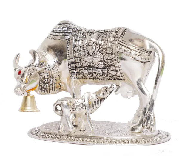 Kamdhenu_Silver_Plated_Cow_With_Calf_Metal_Statue_For_Good_Luck
