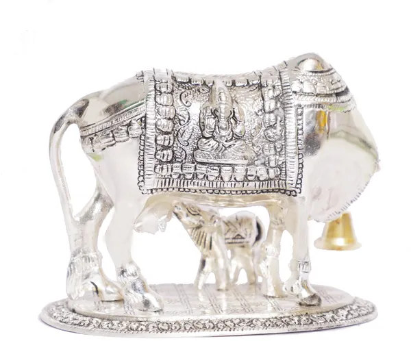 Kamdhenu_Silver_Plated_Cow_With_Calf_Metal_Statue_For_Good_Luck