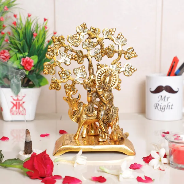 Krishna_Playing_Flute_With_Kamdhenu_Cow_Standing_Under_Tree_Metal_Statue_For_Pooja_Decor_Your_Home